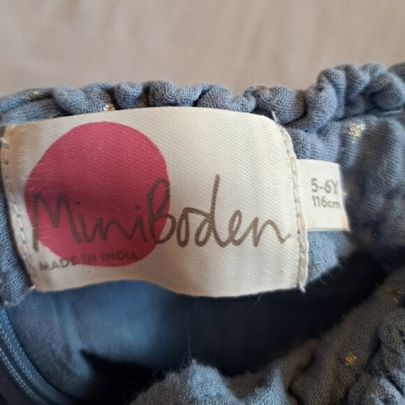 Mini Boden girls 5-6 years light blue with gold star tiered fully lined dress, - Picture 6 of 6